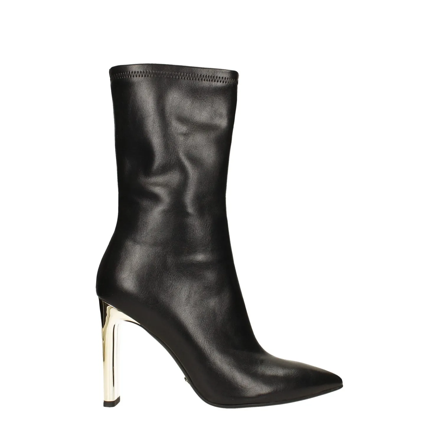 Stivaletti con tacco dorato specchiato alto 10.5cm