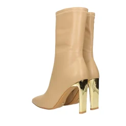 Stivaletti con tacco dorato specchiato alto 10.5cm