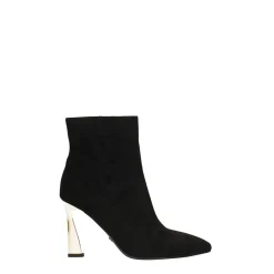 Stivaletti scamosciati con tacco dorato alto 10cm