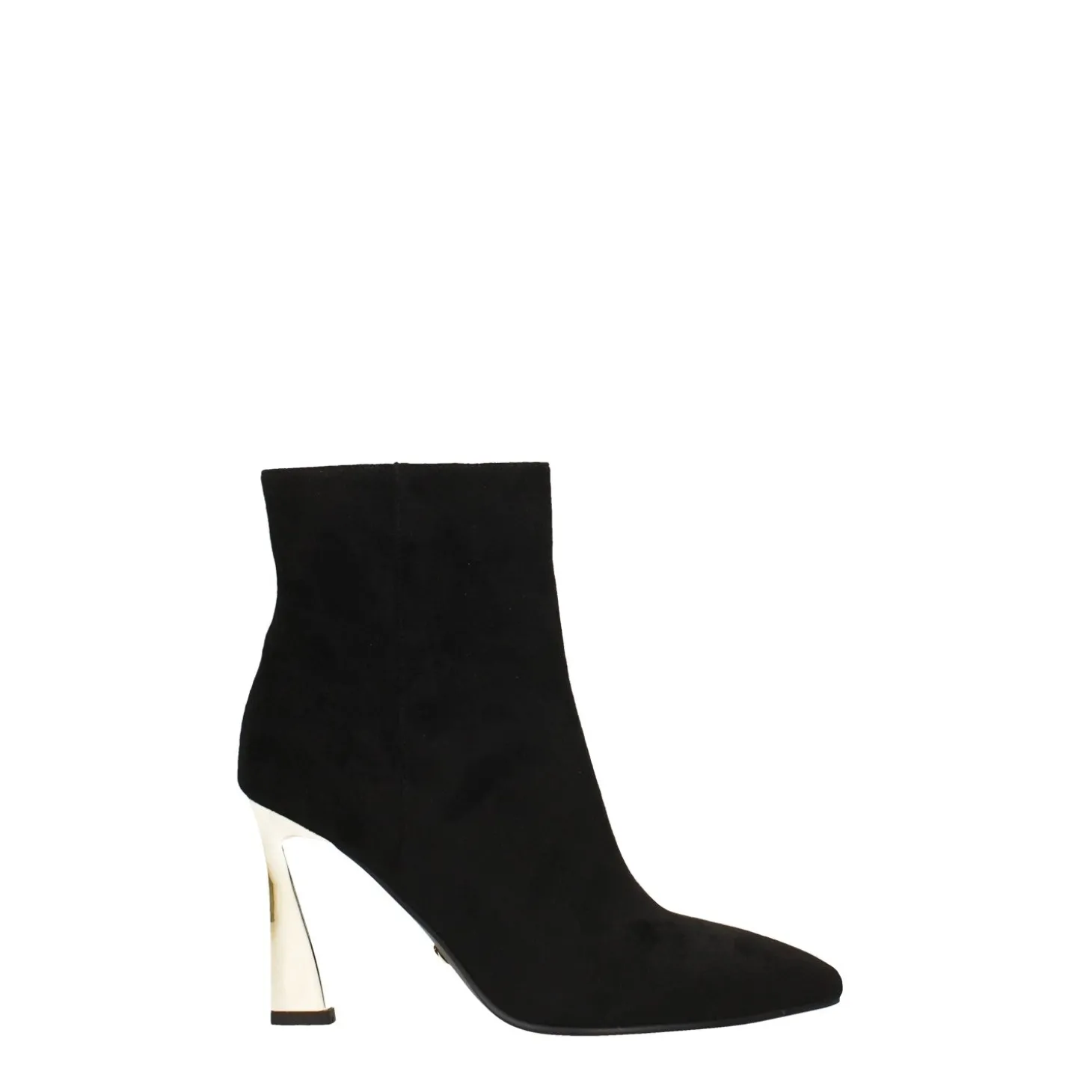 Stivaletti scamosciati con tacco dorato alto 10cm