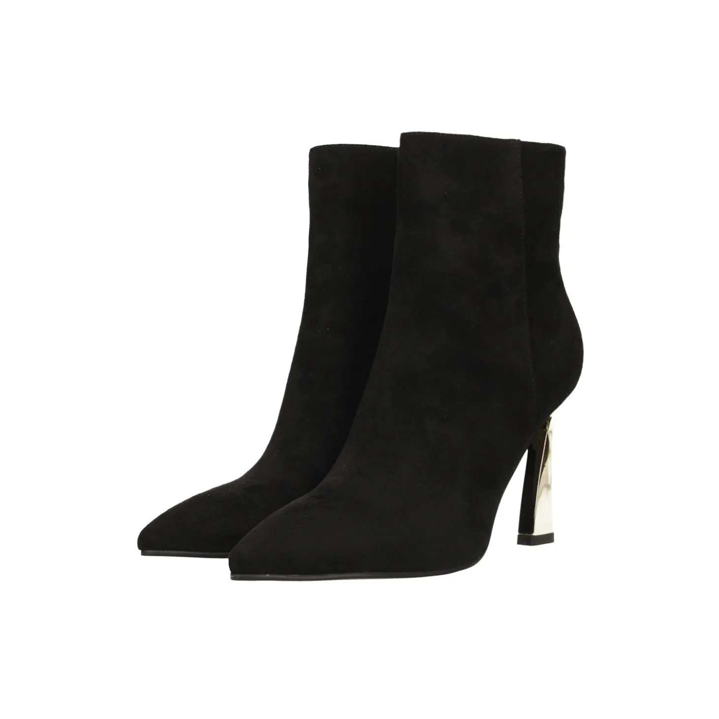 Stivaletti scamosciati con tacco dorato alto 10cm