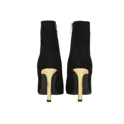 Stivaletti scamosciati con tacco dorato alto 10cm