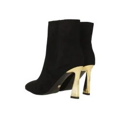 Stivaletti scamosciati con tacco dorato alto 10cm