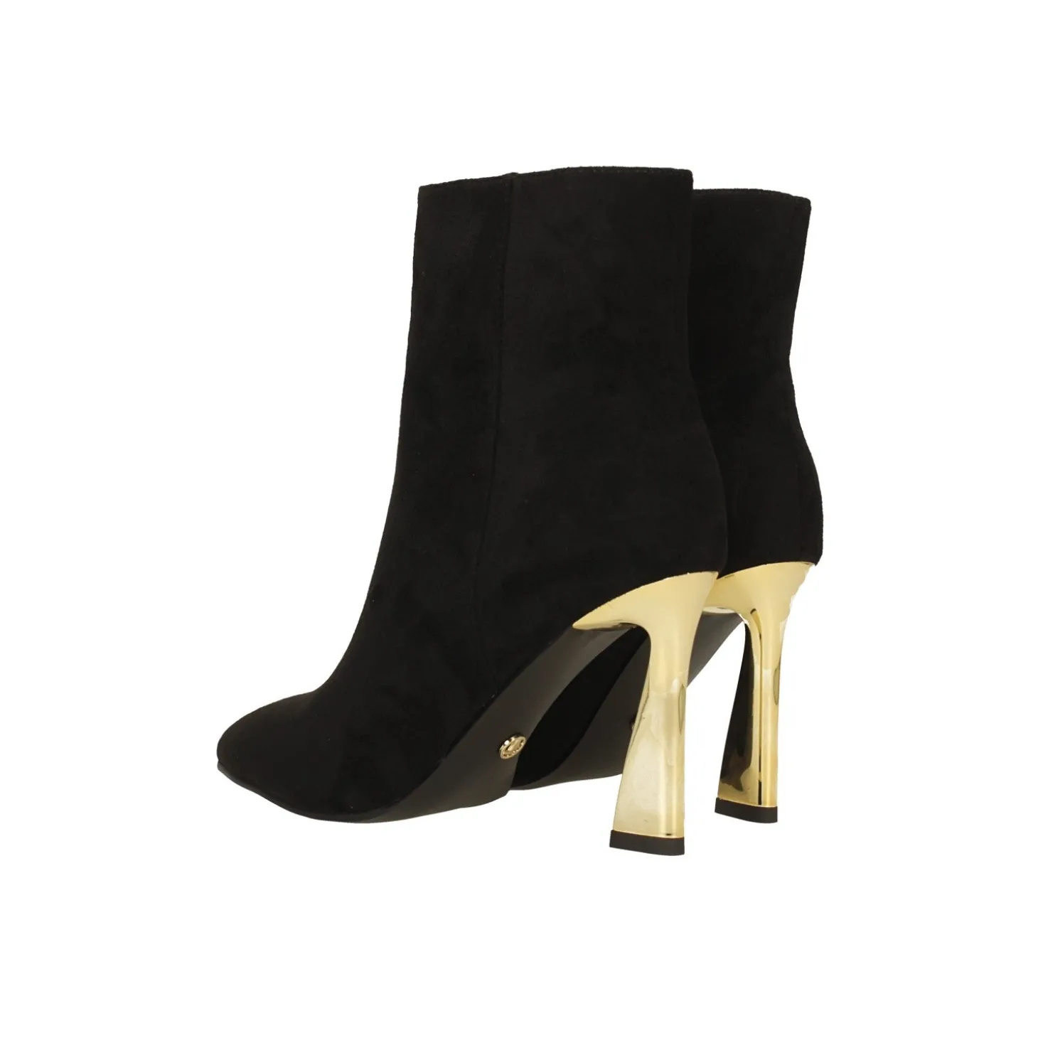 Stivaletti scamosciati con tacco dorato alto 10cm