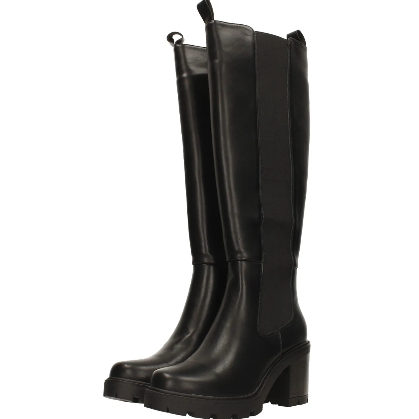 Stivali con inserto in tessuto. Tacco alto 8cm