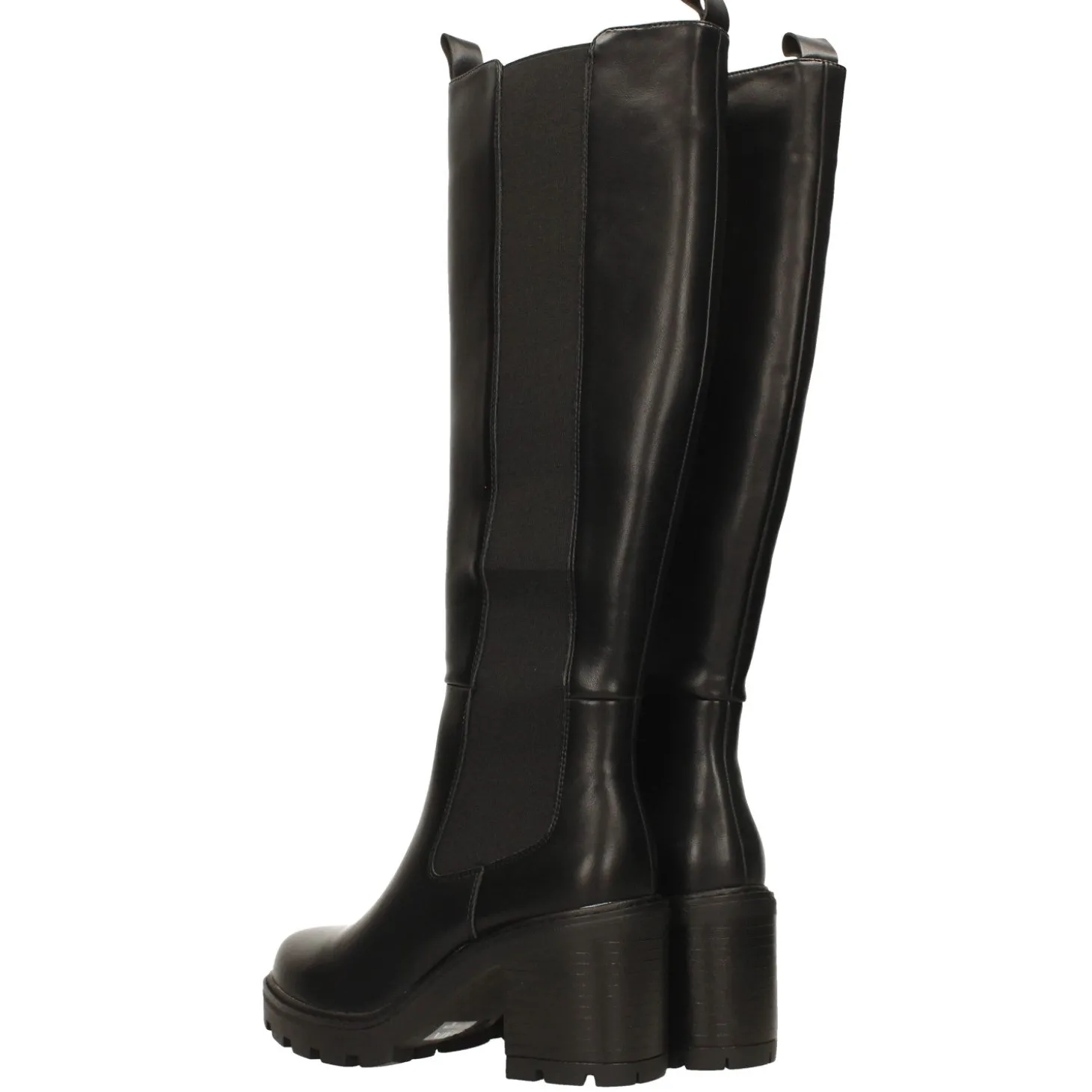 Stivali con inserto in tessuto. Tacco alto 8cm